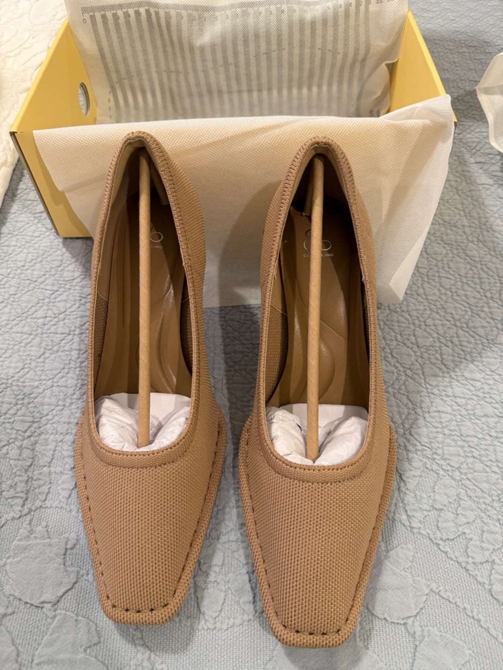 Beige Women's Knit Loafers - Cozy Island Square Toe